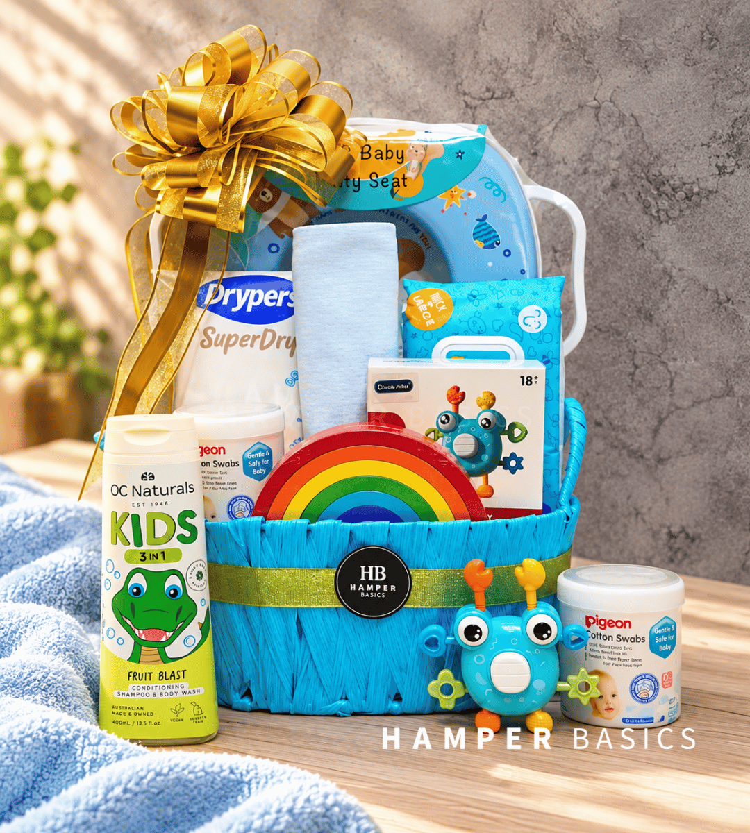 Practical baby boy hamper
