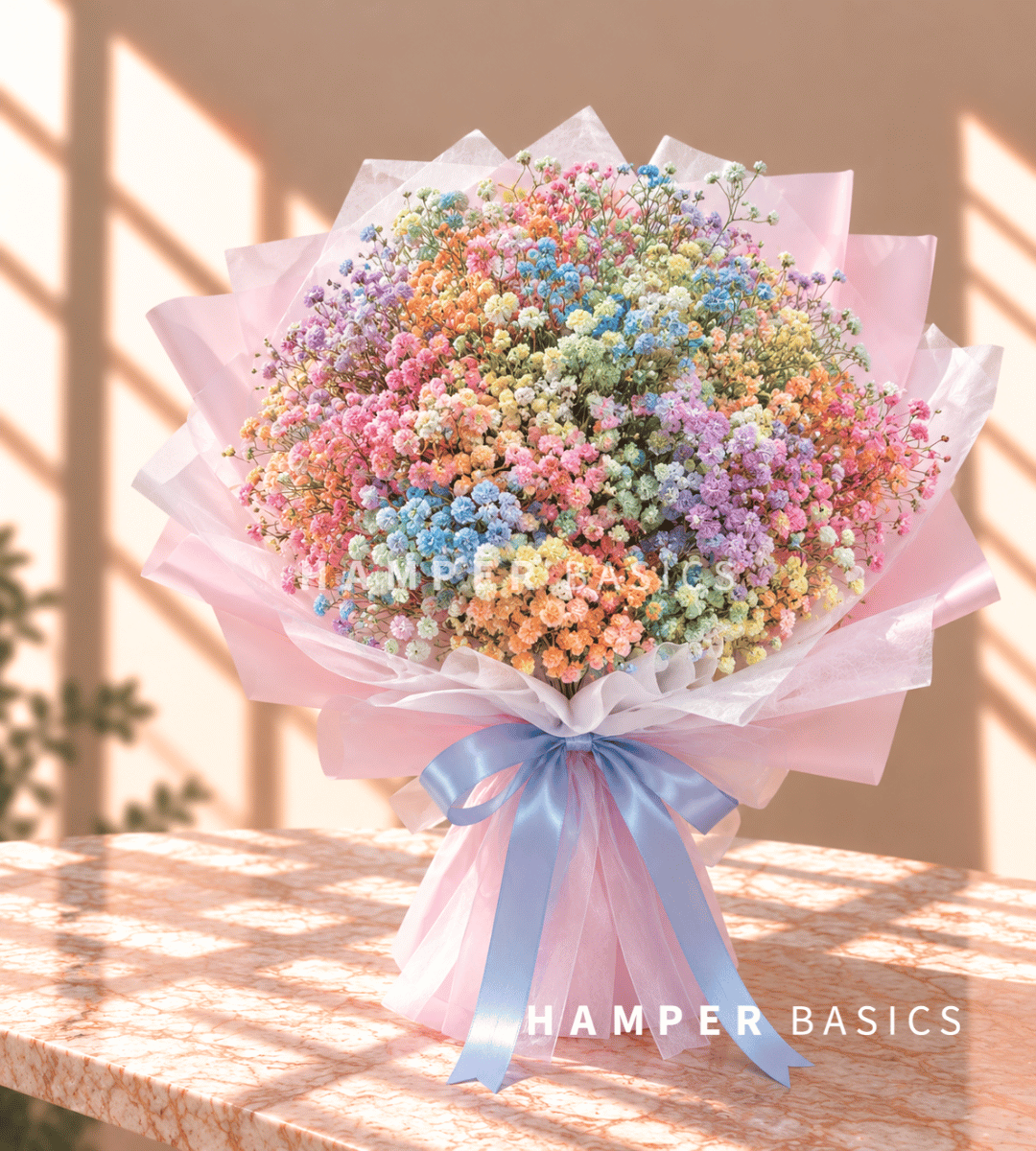 Colourful baby's breath bouquet