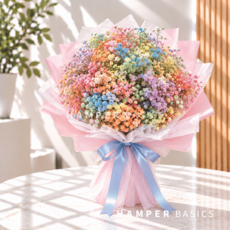 Colourful baby's breath bouquet