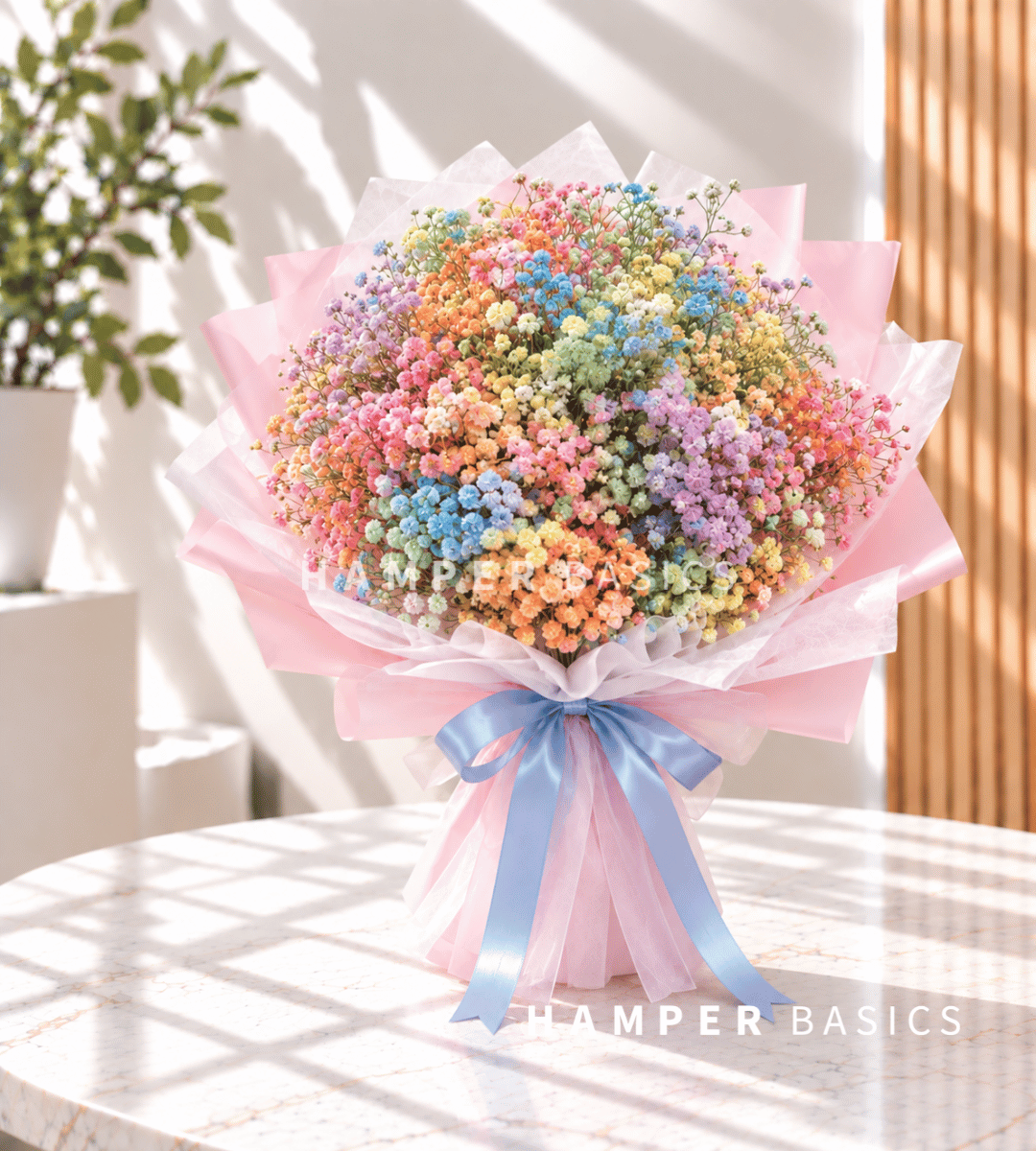 Colourful baby's breath bouquet