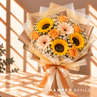 Sunflower and rose bouquet