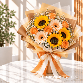 Sunflower and rose bouquet