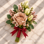 Groomsmen boutonniere with cappuccino rose