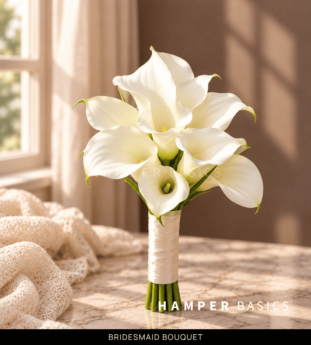 White Calla Lily bridesmaid bouquet with 10-12 Calla Lilies