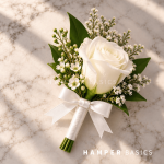 Groomsmen boutonniere with white Calla Lily
