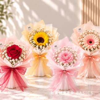 Mini flower bouquet - Gerbera, rose, sunflower or carnation.