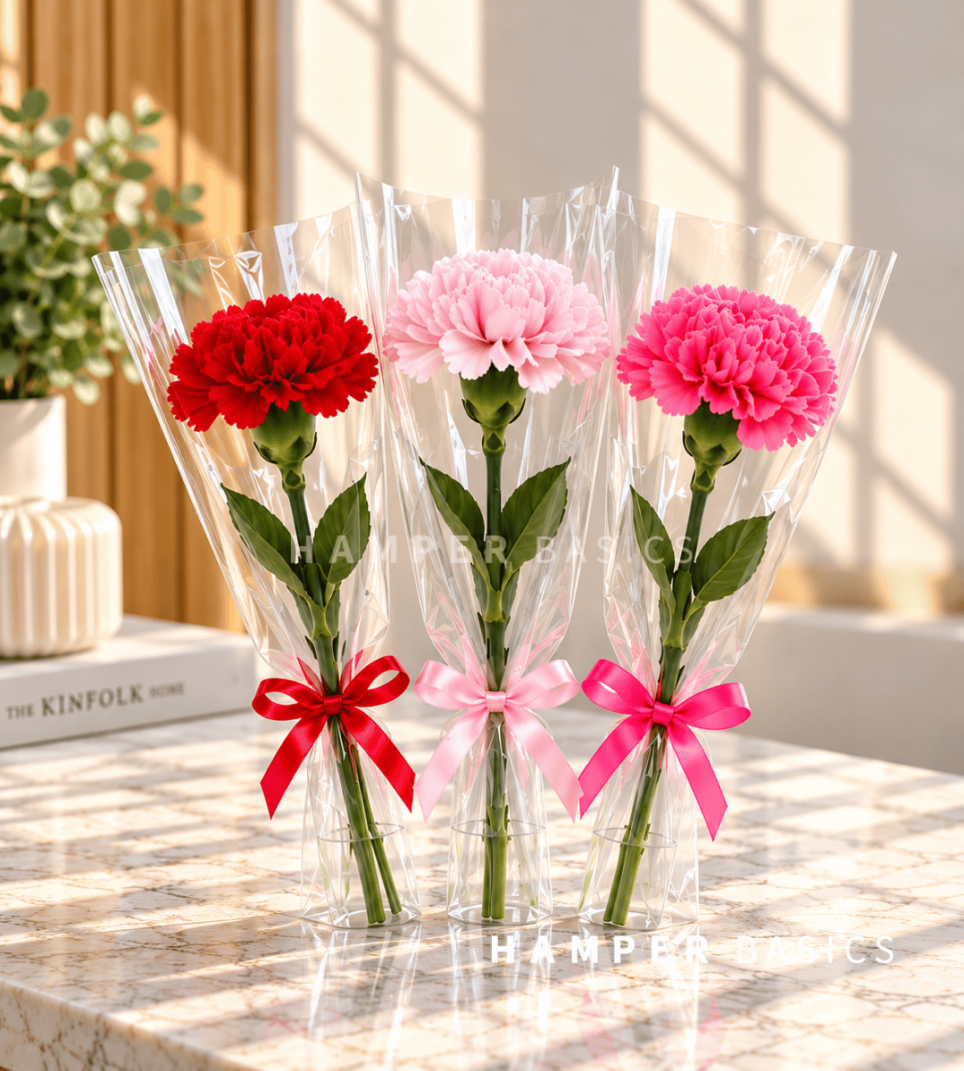 Single stalk carnation bouquet