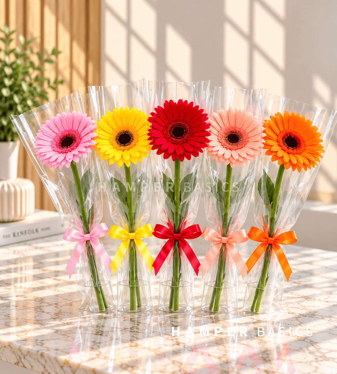 Single stalk gerbera bouquet