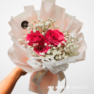 3 pink rose bouquet