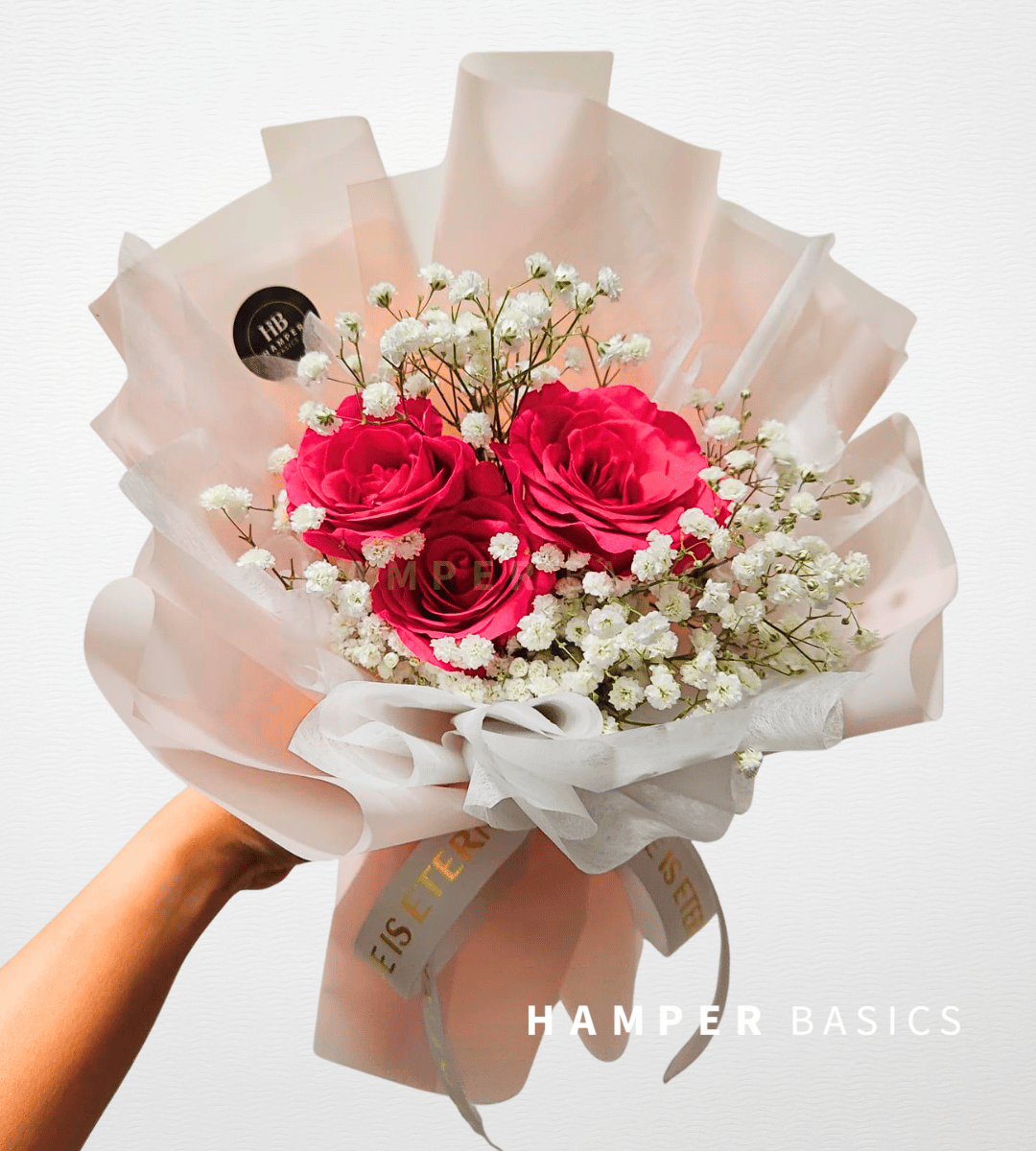 3 pink rose bouquet