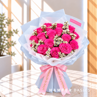 Hot pink rose bouquet