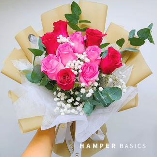 Hot and light pink rose bouquet