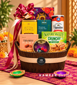 Diwali hamper with a mix of traditional and trendy snacks
