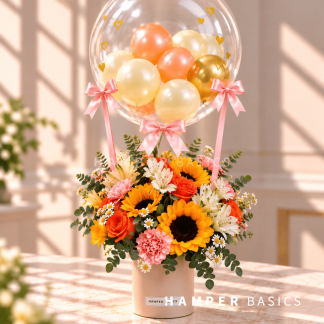 Hot air balloon flower arrangement