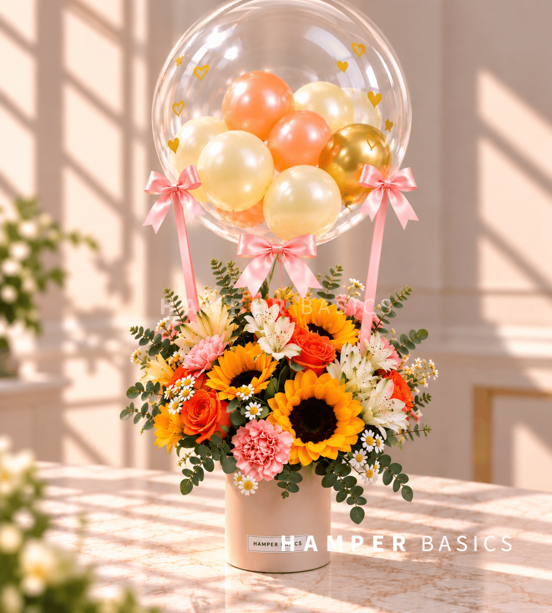 Hot air balloon flower arrangement
