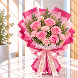 Flower bouquet for mum - pink roses and carnations