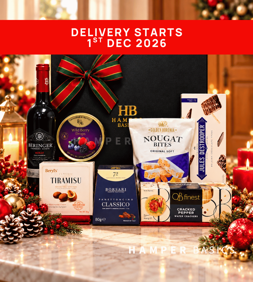 Christmas hamper Singapore with wine, chocolates and festive favourites