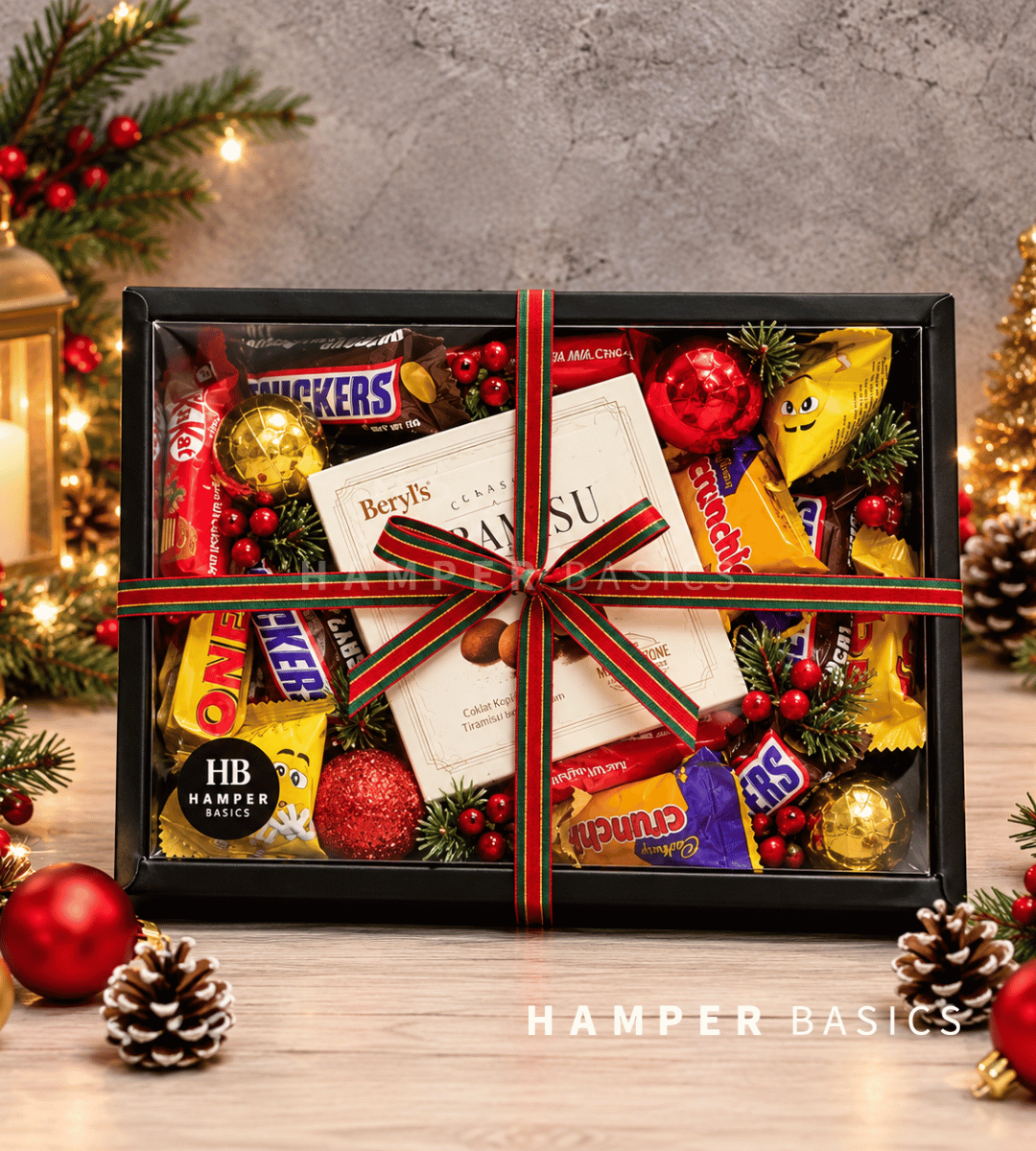 Christmas chocolate hamper with a generous assortment of well-loved funsize chocolates