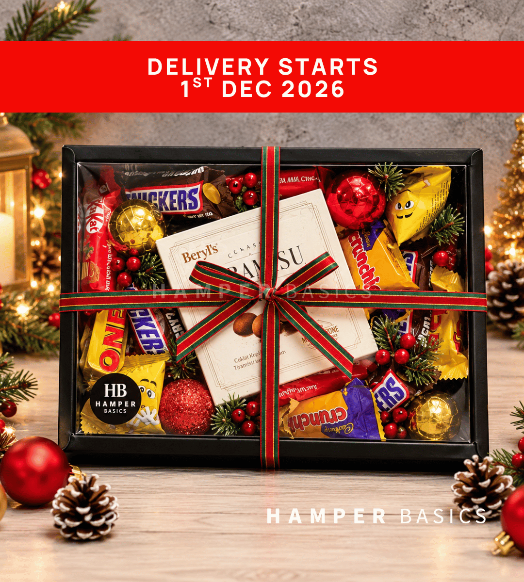 Christmas chocolate hamper with a generous assortment of well-loved funsize chocolates
