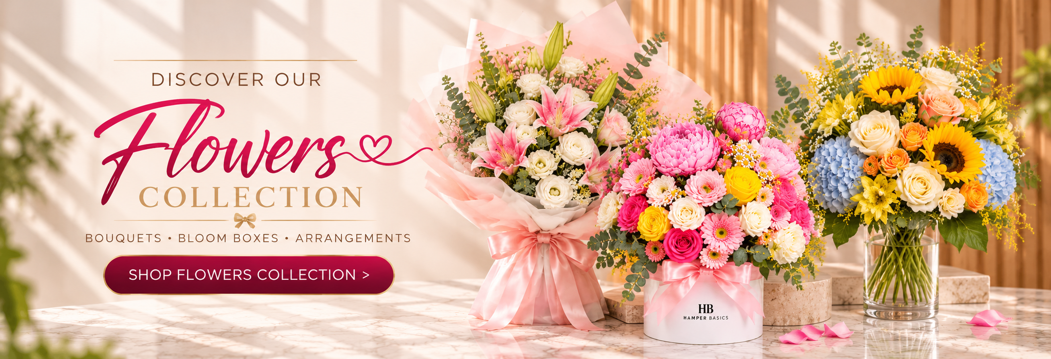 Flowers collection - Flower bouquets, bloom boxes and vase arrangements.