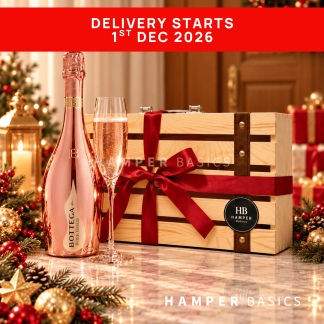Christmas wine gift with Bottega Rose Gold and flute glass