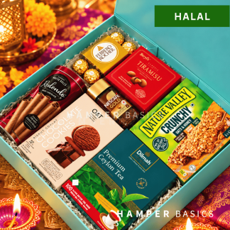 Diwali halal hamper filled with halal-certified goodies